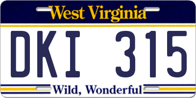 WV license plate DKI315