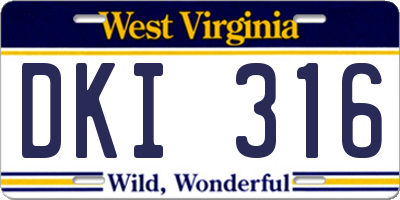 WV license plate DKI316