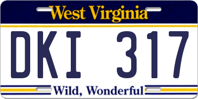 WV license plate DKI317