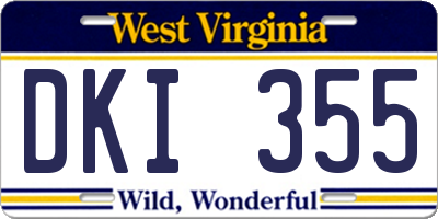 WV license plate DKI355