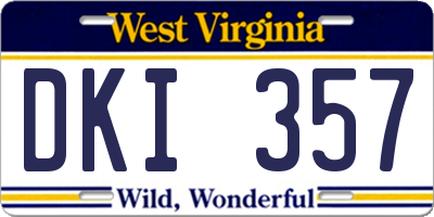 WV license plate DKI357