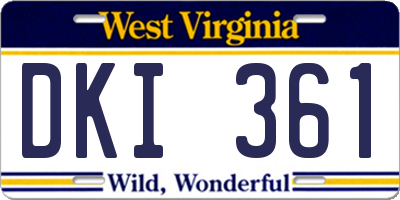 WV license plate DKI361