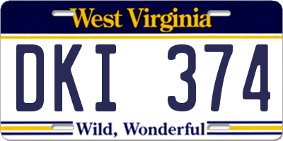 WV license plate DKI374