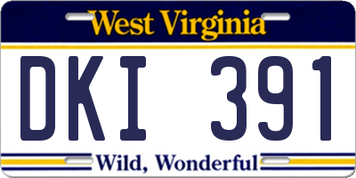 WV license plate DKI391