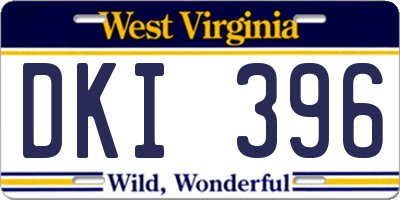 WV license plate DKI396