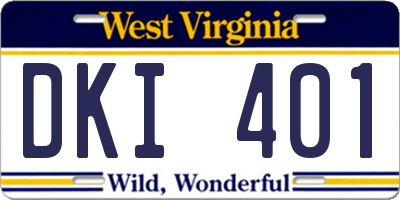 WV license plate DKI401