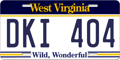 WV license plate DKI404
