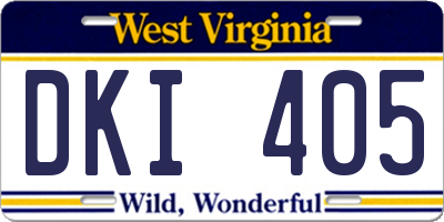 WV license plate DKI405