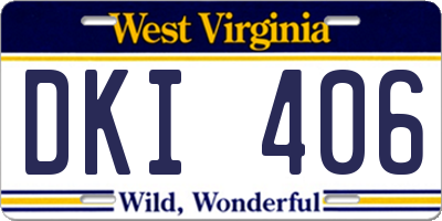 WV license plate DKI406