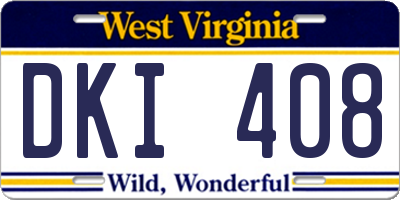WV license plate DKI408