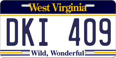 WV license plate DKI409