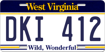 WV license plate DKI412