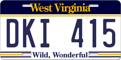 WV license plate DKI415
