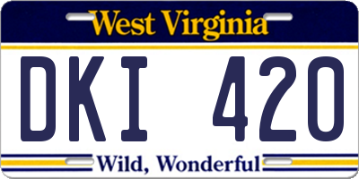 WV license plate DKI420