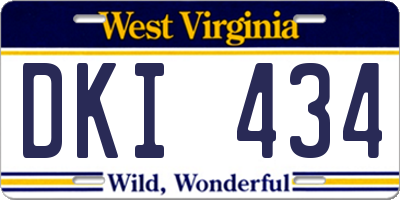 WV license plate DKI434