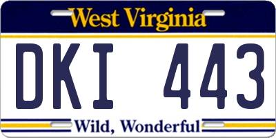 WV license plate DKI443