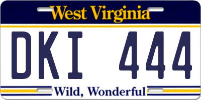 WV license plate DKI444