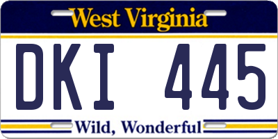 WV license plate DKI445