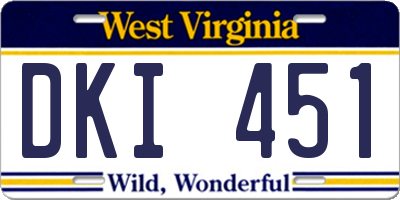 WV license plate DKI451