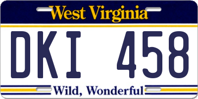 WV license plate DKI458