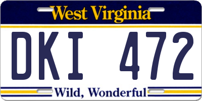 WV license plate DKI472