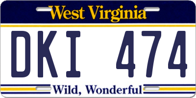WV license plate DKI474