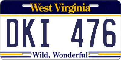 WV license plate DKI476