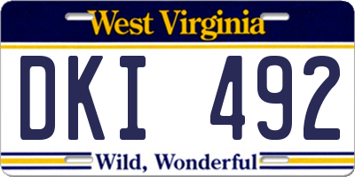 WV license plate DKI492