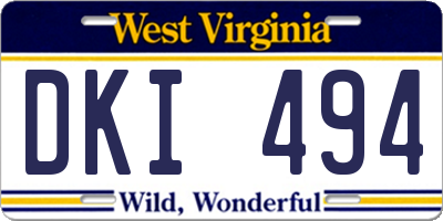 WV license plate DKI494