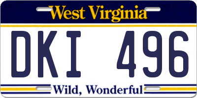 WV license plate DKI496