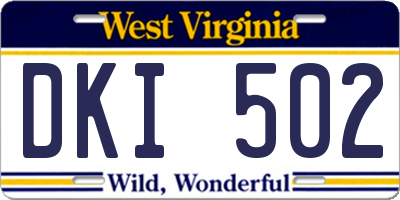 WV license plate DKI502