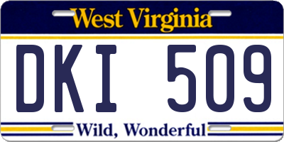 WV license plate DKI509