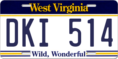 WV license plate DKI514