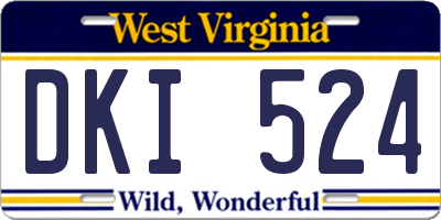 WV license plate DKI524