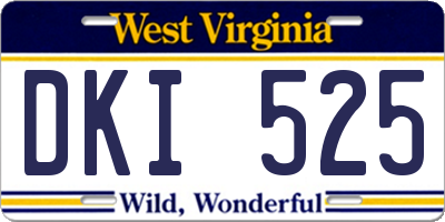 WV license plate DKI525