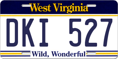 WV license plate DKI527