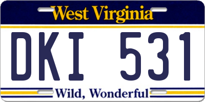 WV license plate DKI531