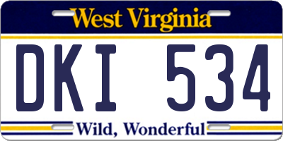 WV license plate DKI534