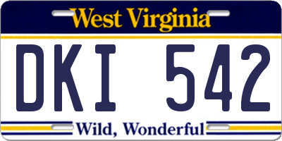 WV license plate DKI542