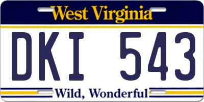 WV license plate DKI543