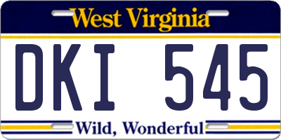 WV license plate DKI545