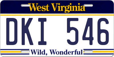 WV license plate DKI546