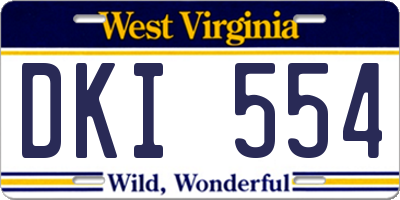WV license plate DKI554