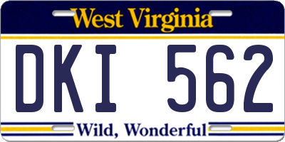 WV license plate DKI562