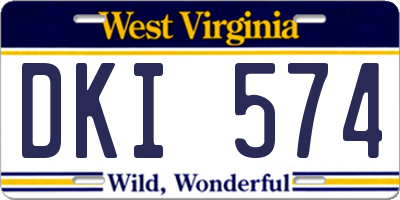 WV license plate DKI574