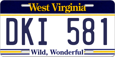 WV license plate DKI581