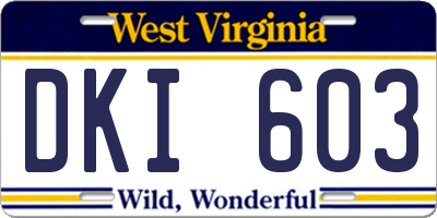 WV license plate DKI603