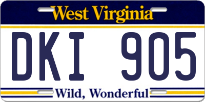 WV license plate DKI905