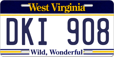 WV license plate DKI908