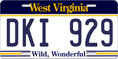 WV license plate DKI929